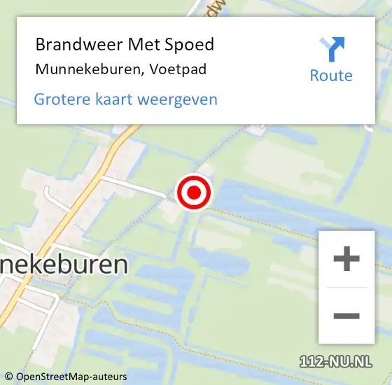 Locatie op kaart van de 112 melding: Brandweer Met Spoed Naar Munnekeburen, Voetpad op 20 november 2021 14:47