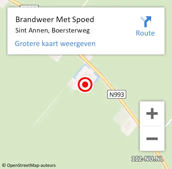 Locatie op kaart van de 112 melding: Brandweer Met Spoed Naar Sint Annen, Boersterweg op 20 november 2021 14:49