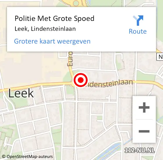 Locatie op kaart van de 112 melding: Politie Met Grote Spoed Naar Leek, Lindensteinlaan op 20 november 2021 14:52