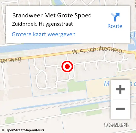 Locatie op kaart van de 112 melding: Brandweer Met Grote Spoed Naar Zuidbroek, Huygensstraat op 30 juni 2014 01:17