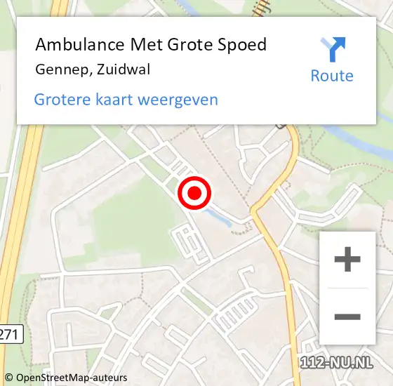 Locatie op kaart van de 112 melding: Ambulance Met Grote Spoed Naar Gennep, Zuidwal op 30 juni 2014 01:20