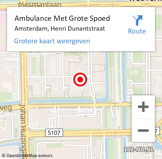 Locatie op kaart van de 112 melding: Ambulance Met Grote Spoed Naar Amsterdam, Henri Dunantstraat op 20 november 2021 15:27