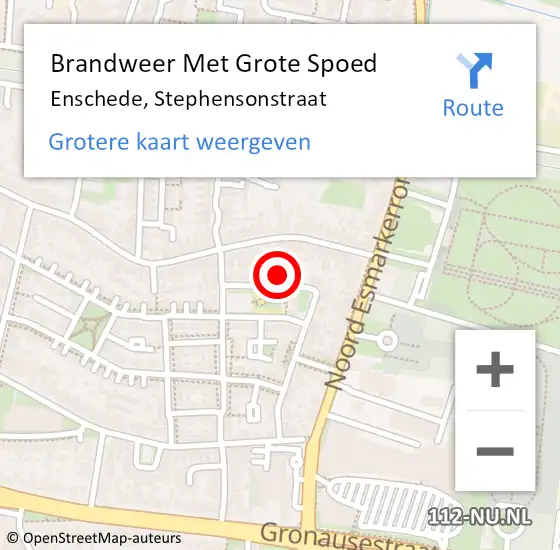 Locatie op kaart van de 112 melding: Brandweer Met Grote Spoed Naar Enschede, Stephensonstraat op 20 november 2021 15:35