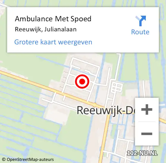 Locatie op kaart van de 112 melding: Ambulance Met Spoed Naar Reeuwijk, Julianalaan op 20 november 2021 15:39