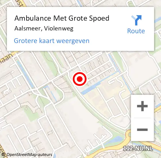 Locatie op kaart van de 112 melding: Ambulance Met Grote Spoed Naar Aalsmeer, Violenweg op 20 november 2021 15:50