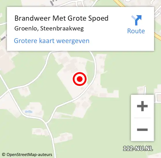 Locatie op kaart van de 112 melding: Brandweer Met Grote Spoed Naar Groenlo, Steenbraakweg op 20 november 2021 16:15