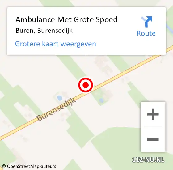 Locatie op kaart van de 112 melding: Ambulance Met Grote Spoed Naar Buren, Burensedijk op 20 november 2021 16:41