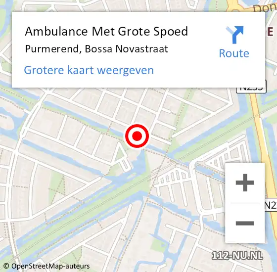 Locatie op kaart van de 112 melding: Ambulance Met Grote Spoed Naar Purmerend, Bossa Novastraat op 20 november 2021 16:41