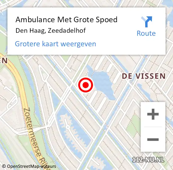 Locatie op kaart van de 112 melding: Ambulance Met Grote Spoed Naar Den Haag, Zeedadelhof op 20 november 2021 17:26