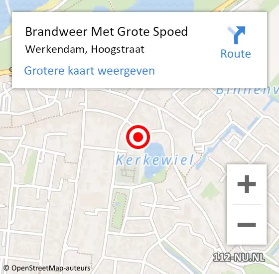 Locatie op kaart van de 112 melding: Brandweer Met Grote Spoed Naar Werkendam, Hoogstraat op 20 november 2021 17:48