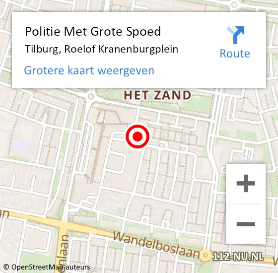 Locatie op kaart van de 112 melding: Politie Met Grote Spoed Naar Tilburg, Roelof Kranenburgplein op 20 november 2021 17:52