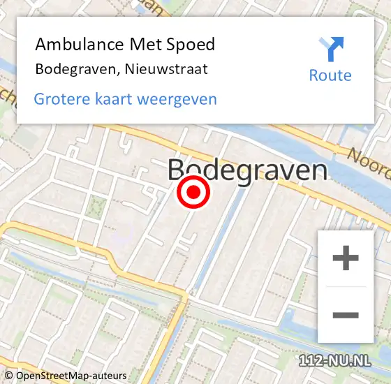 Locatie op kaart van de 112 melding: Ambulance Met Spoed Naar Bodegraven, Nieuwstraat op 20 november 2021 17:59