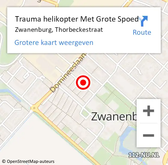 Locatie op kaart van de 112 melding: Trauma helikopter Met Grote Spoed Naar Zwanenburg, Thorbeckestraat op 20 november 2021 18:03