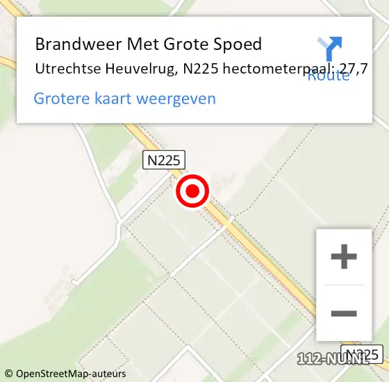 Locatie op kaart van de 112 melding: Brandweer Met Grote Spoed Naar Utrechtse Heuvelrug, N225 hectometerpaal: 27,7 op 20 november 2021 18:06