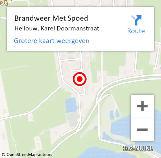 Locatie op kaart van de 112 melding: Brandweer Met Spoed Naar Hellouw, Karel Doormanstraat op 20 november 2021 18:18
