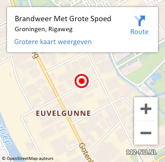 Locatie op kaart van de 112 melding: Brandweer Met Grote Spoed Naar Groningen, Rigaweg op 20 november 2021 18:20