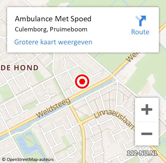 Locatie op kaart van de 112 melding: Ambulance Met Spoed Naar Culemborg, Pruimeboom op 20 november 2021 18:54