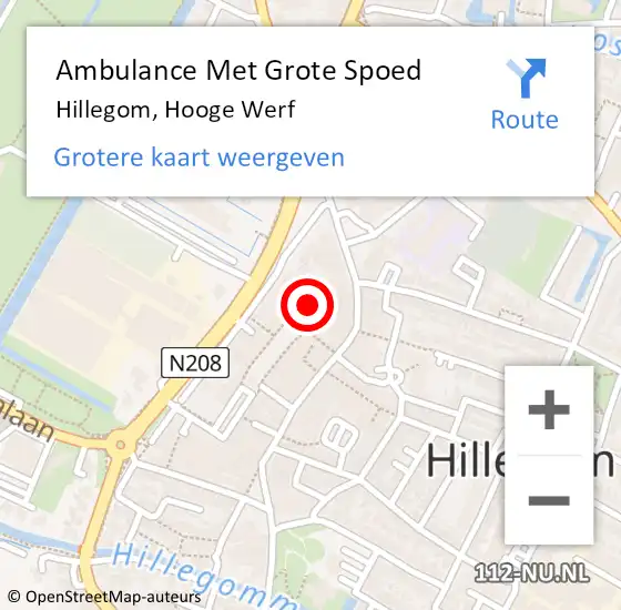 Locatie op kaart van de 112 melding: Ambulance Met Grote Spoed Naar Hillegom, Hooge Werf op 20 november 2021 19:00