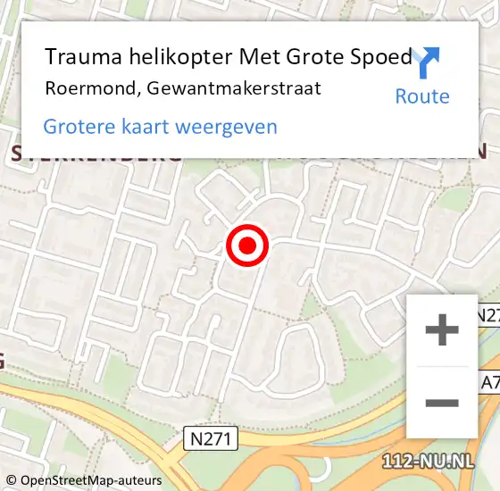 Locatie op kaart van de 112 melding: Trauma helikopter Met Grote Spoed Naar Roermond, Gewantmakerstraat op 20 november 2021 19:19