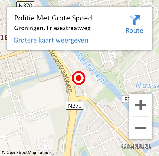 Locatie op kaart van de 112 melding: Politie Met Grote Spoed Naar Groningen, Friesestraatweg op 20 november 2021 19:27