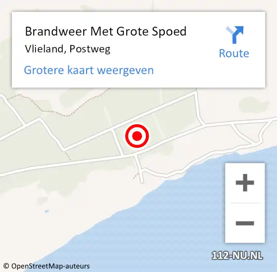 Locatie op kaart van de 112 melding: Brandweer Met Grote Spoed Naar Vlieland, Postweg op 20 november 2021 19:49