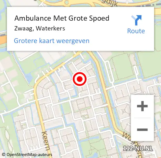 Locatie op kaart van de 112 melding: Ambulance Met Grote Spoed Naar Zwaag, Waterkers op 30 juni 2014 02:12