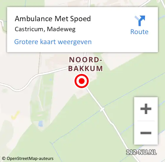 Locatie op kaart van de 112 melding: Ambulance Met Spoed Naar Castricum, Madeweg op 20 november 2021 20:09