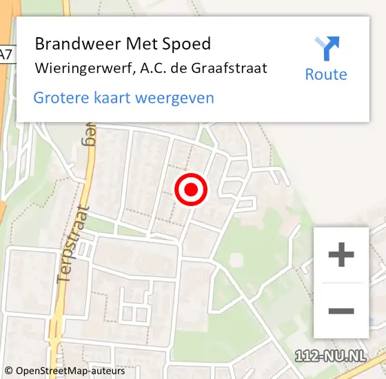 Locatie op kaart van de 112 melding: Brandweer Met Spoed Naar Wieringerwerf, A.C. de Graafstraat op 20 november 2021 20:21