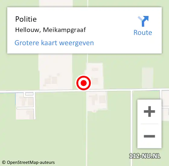 Locatie op kaart van de 112 melding: Politie Hellouw, Meikampgraaf op 20 november 2021 20:27