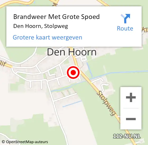 Locatie op kaart van de 112 melding: Brandweer Met Grote Spoed Naar Den Hoorn, Stolpweg op 20 november 2021 20:47