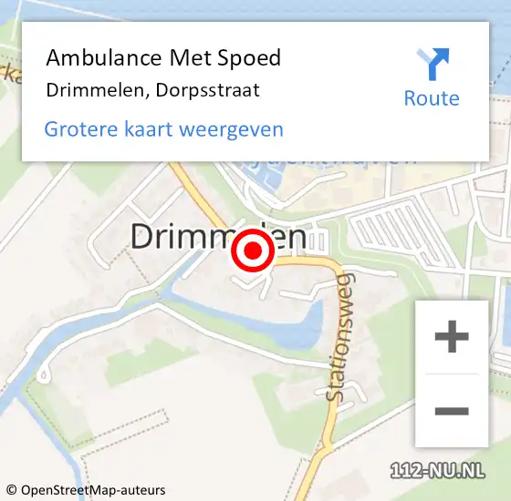 Locatie op kaart van de 112 melding: Ambulance Met Spoed Naar Drimmelen, Dorpsstraat op 30 juni 2014 02:33