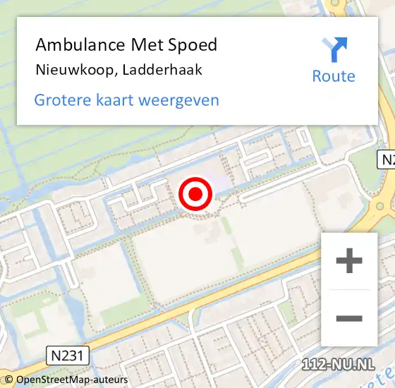 Locatie op kaart van de 112 melding: Ambulance Met Spoed Naar Nieuwkoop, Ladderhaak op 20 november 2021 21:34