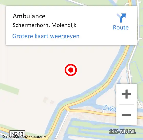 Locatie op kaart van de 112 melding: Ambulance Schermerhorn, Molendijk op 20 november 2021 21:41