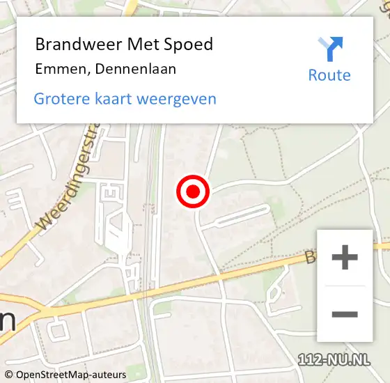 Locatie op kaart van de 112 melding: Brandweer Met Spoed Naar Emmen, Dennenlaan op 20 november 2021 22:00