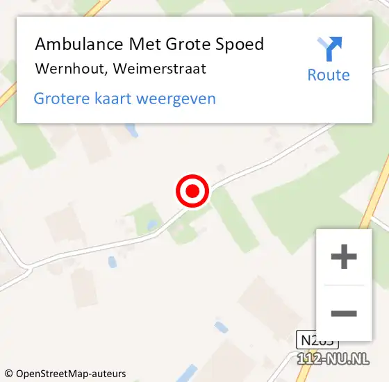 Locatie op kaart van de 112 melding: Ambulance Met Grote Spoed Naar Wernhout, Weimerstraat op 30 juni 2014 02:36