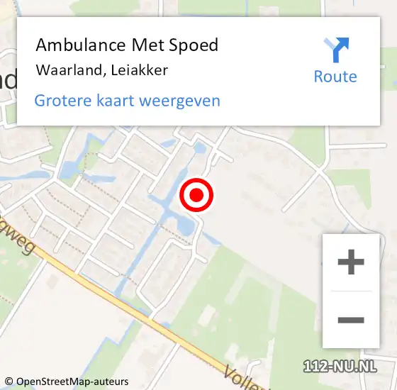 Locatie op kaart van de 112 melding: Ambulance Met Spoed Naar Waarland, Leiakker op 20 november 2021 22:20