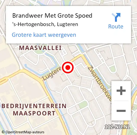 Locatie op kaart van de 112 melding: Brandweer Met Grote Spoed Naar 's-Hertogenbosch, Lugteren op 20 november 2021 22:23