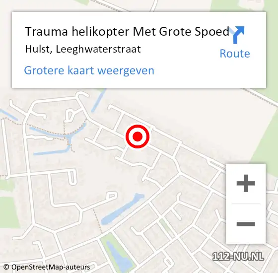 Locatie op kaart van de 112 melding: Trauma helikopter Met Grote Spoed Naar Hulst, Leeghwaterstraat op 20 november 2021 22:31