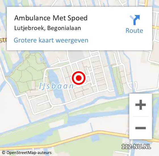 Locatie op kaart van de 112 melding: Ambulance Met Spoed Naar Lutjebroek, Begonialaan op 20 november 2021 22:48