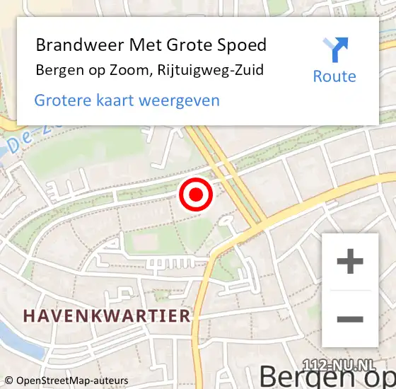 Locatie op kaart van de 112 melding: Brandweer Met Grote Spoed Naar Bergen op Zoom, Rijtuigweg-Zuid op 20 november 2021 23:30