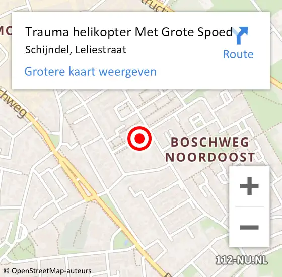 Locatie op kaart van de 112 melding: Trauma helikopter Met Grote Spoed Naar Schijndel, Leliestraat op 20 november 2021 23:32