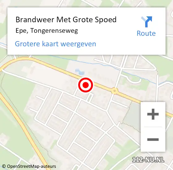 Locatie op kaart van de 112 melding: Brandweer Met Grote Spoed Naar Epe, Tongerenseweg op 20 november 2021 23:44