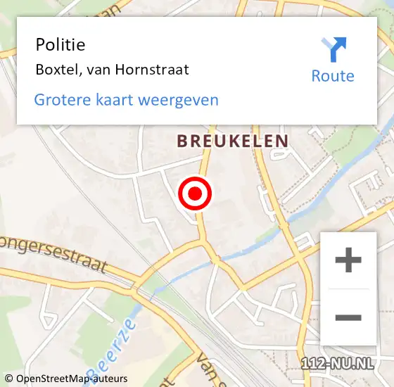 Locatie op kaart van de 112 melding: Politie Boxtel, van Hornstraat op 20 november 2021 23:46