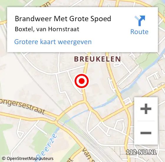 Locatie op kaart van de 112 melding: Brandweer Met Grote Spoed Naar Boxtel, van Hornstraat op 20 november 2021 23:47