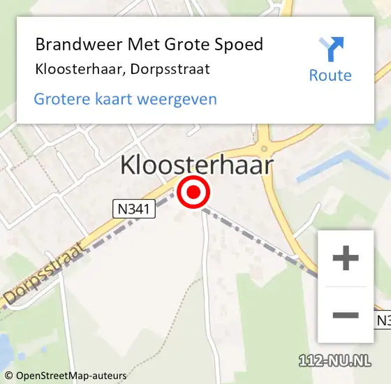 Locatie op kaart van de 112 melding: Brandweer Met Grote Spoed Naar Kloosterhaar, Dorpsstraat op 20 november 2021 23:48