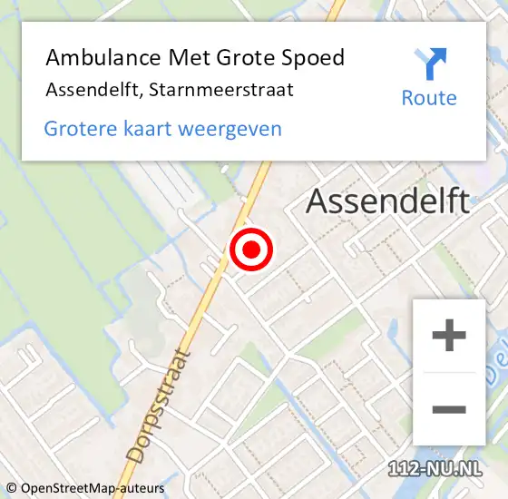 Locatie op kaart van de 112 melding: Ambulance Met Grote Spoed Naar Assendelft, Starnmeerstraat op 20 november 2021 23:53