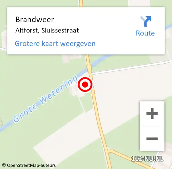 Locatie op kaart van de 112 melding: Brandweer Altforst, Sluissestraat op 21 november 2021 00:00