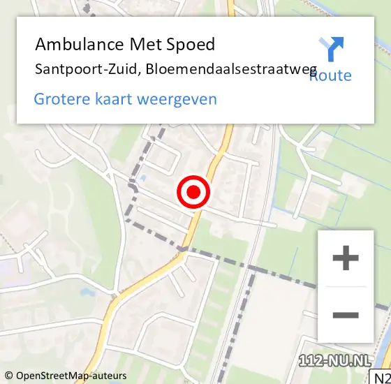 Locatie op kaart van de 112 melding: Ambulance Met Spoed Naar Santpoort-Zuid, Bloemendaalsestraatweg op 21 november 2021 00:42