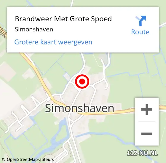 Locatie op kaart van de 112 melding: Brandweer Met Grote Spoed Naar Simonshaven op 21 november 2021 00:54