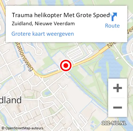 Locatie op kaart van de 112 melding: Trauma helikopter Met Grote Spoed Naar Zuidland, Nieuwe Veerdam op 21 november 2021 00:55